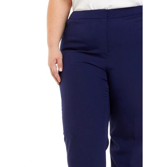 NEW KASPER stretch crepe fly-front side elastic pants - plus in royal signature - Picture 2 of 2